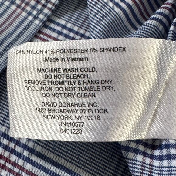 DAVID DONAHUE FUSION PERFORMANCE PLAID BUTTON UP SHIRT IN BLUE NWT MEN'S 16 M/L - Picture 11 of 14